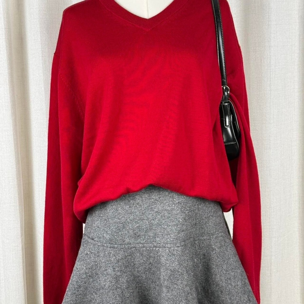 Vintage Grey Wool Skirt Preppy Y2K Schoolgirl Flared Mini Skirt Womens